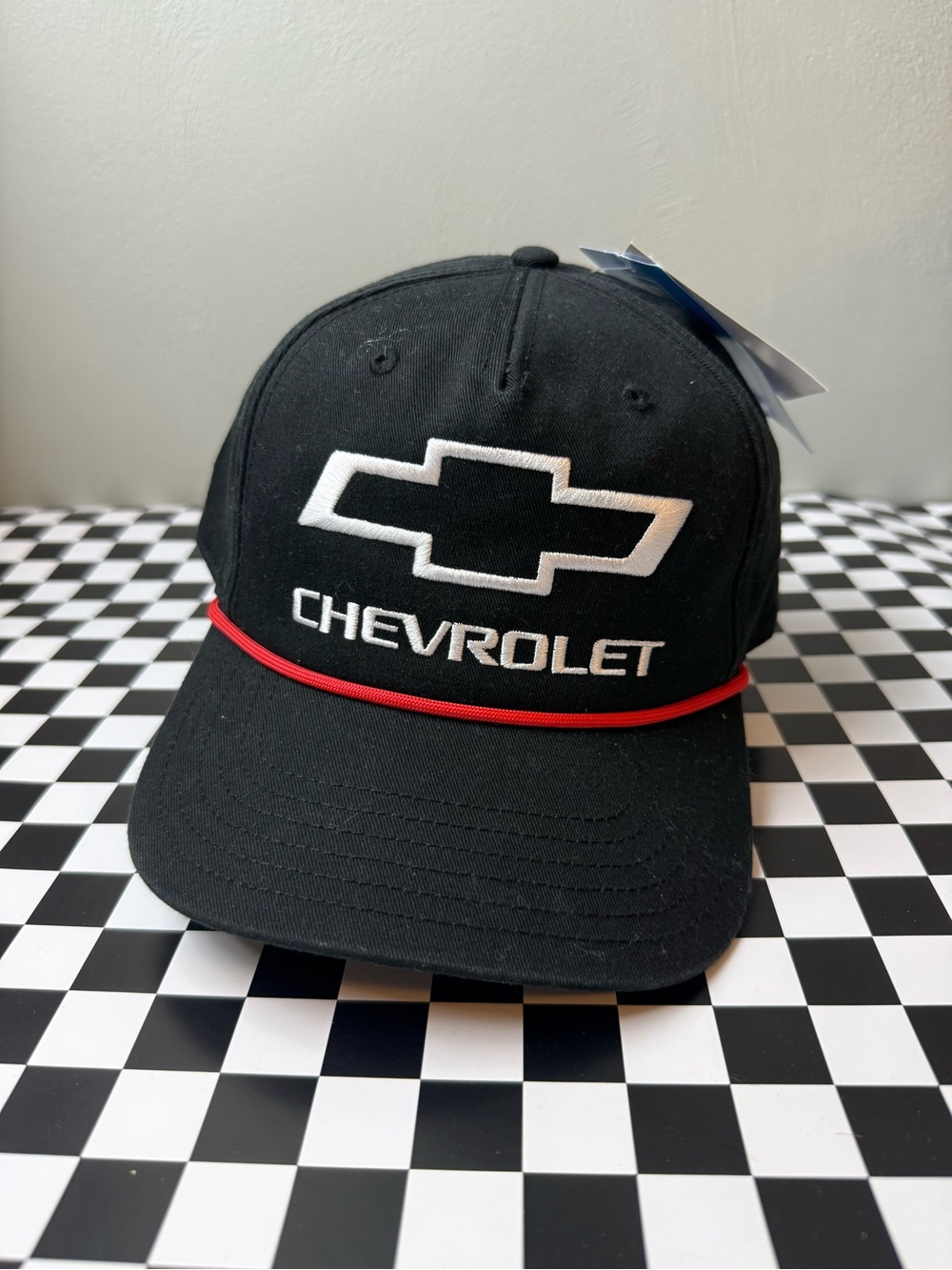 Chevrolet Black Baseball Cap with Red Trim - Embroidered Bowtie Logo